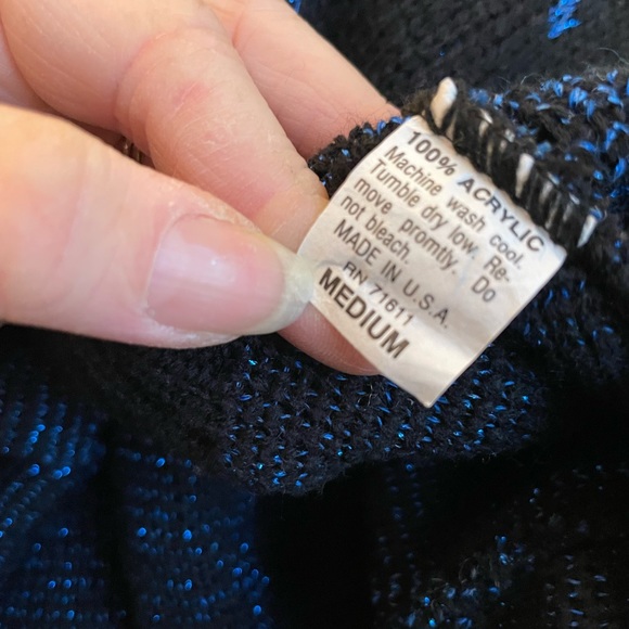 Blue Lamé Starburst Acrylic Sweater - Picture 6 of 6